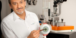 Prof. Parasta erklärt das Auge an einem Modell